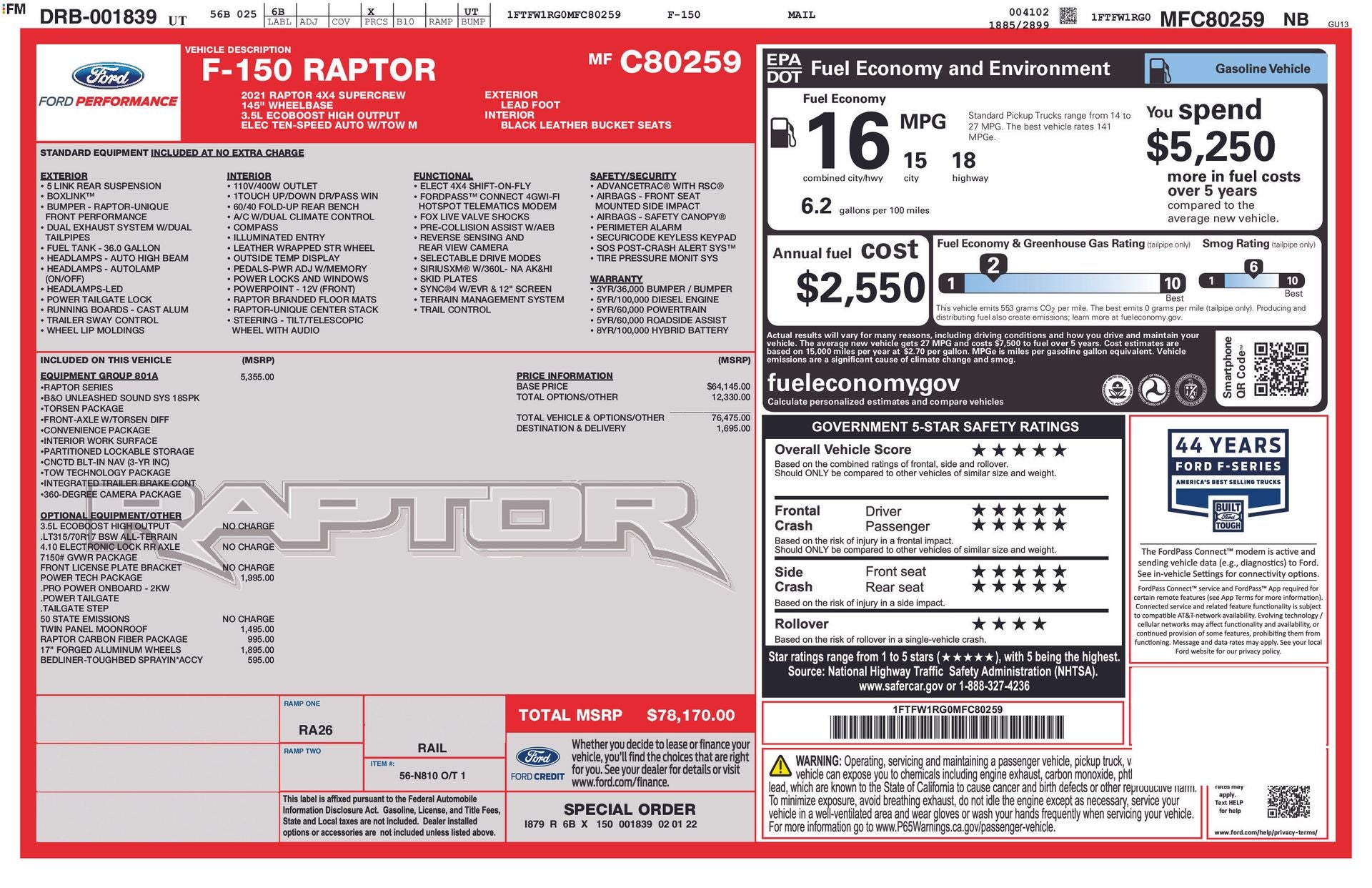 2021 Ford F-150 Raptor