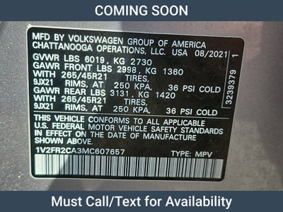 2021 Volkswagen Atlas 3.6L V6 SEL Premium R-Line