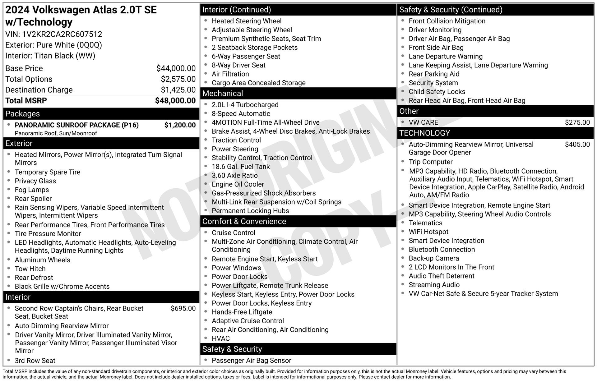 2024 Volkswagen Atlas 2.0T SE w/Technology