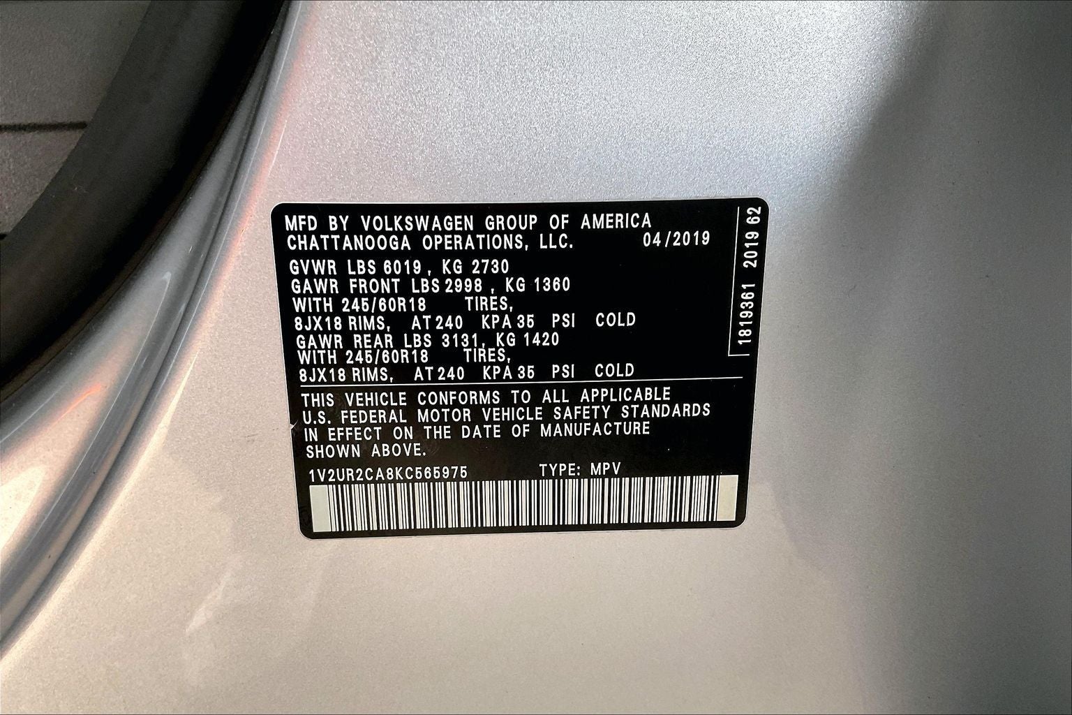 2019 Volkswagen Atlas 3.6L V6 SE w/Technology