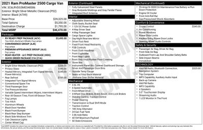 2021 RAM ProMaster 2500 High Roof 159 WB