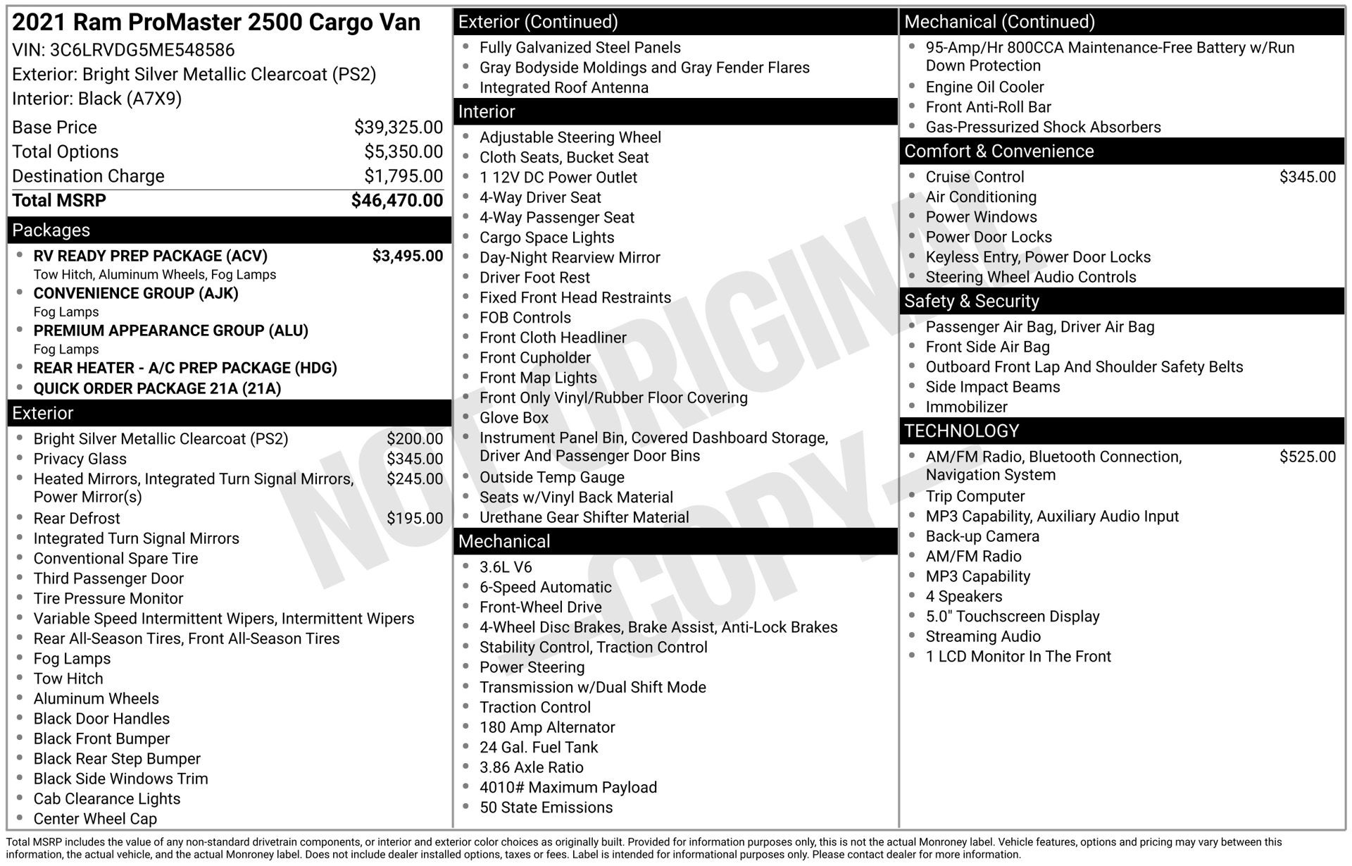 2021 RAM ProMaster 2500 High Roof 159 WB