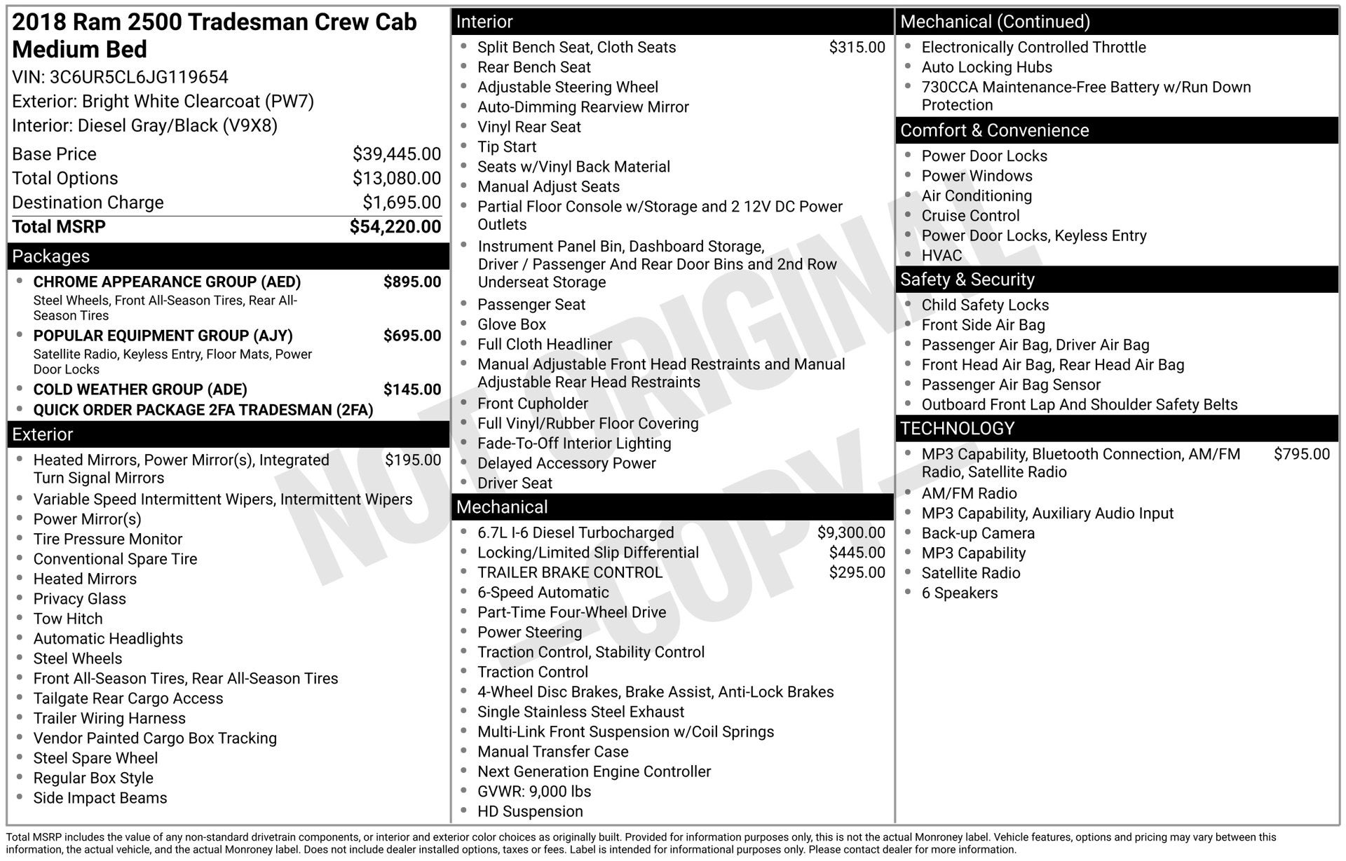 2018 RAM 2500 Tradesman