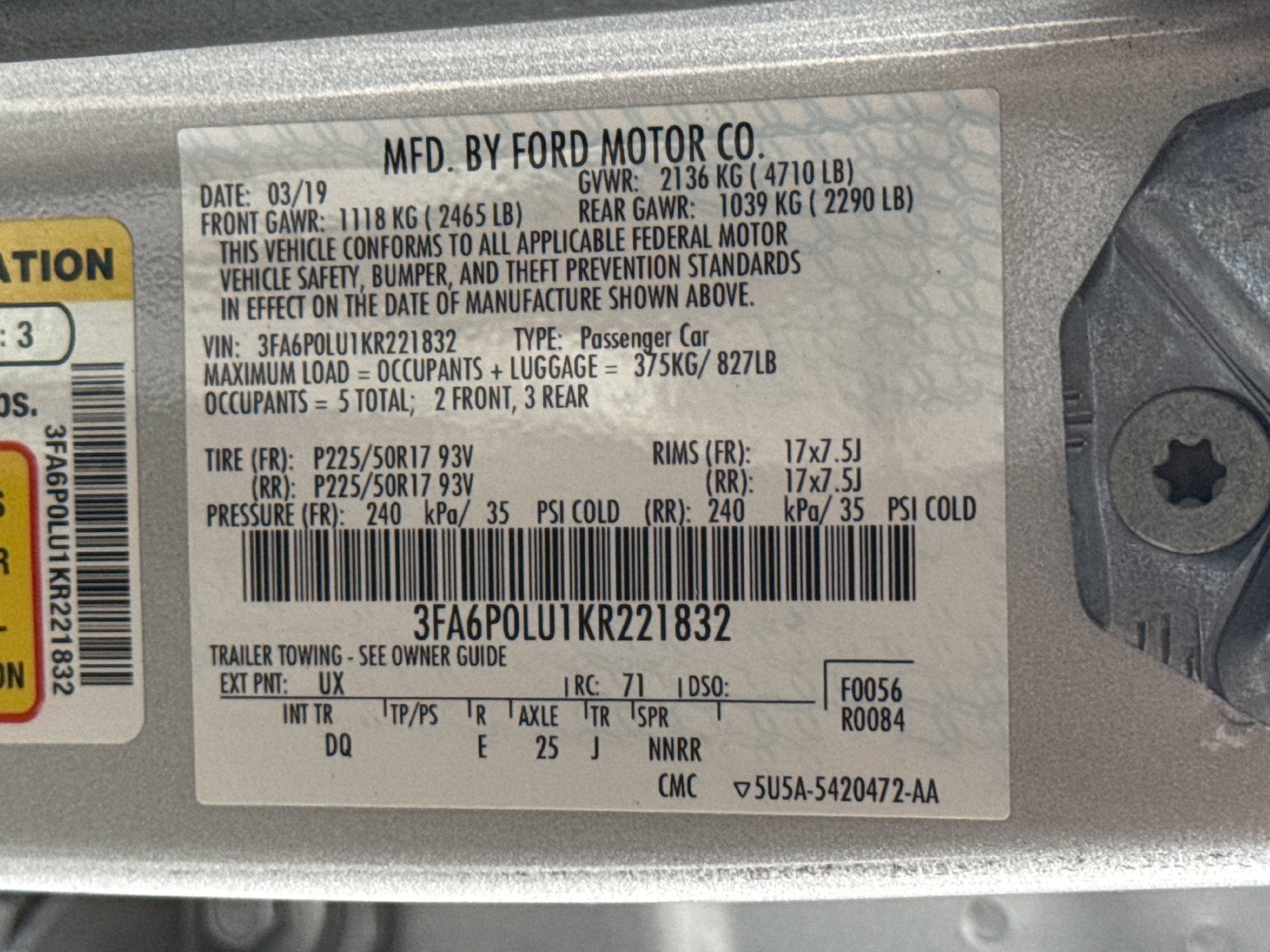 2019 Ford Fusion Hybrid SE