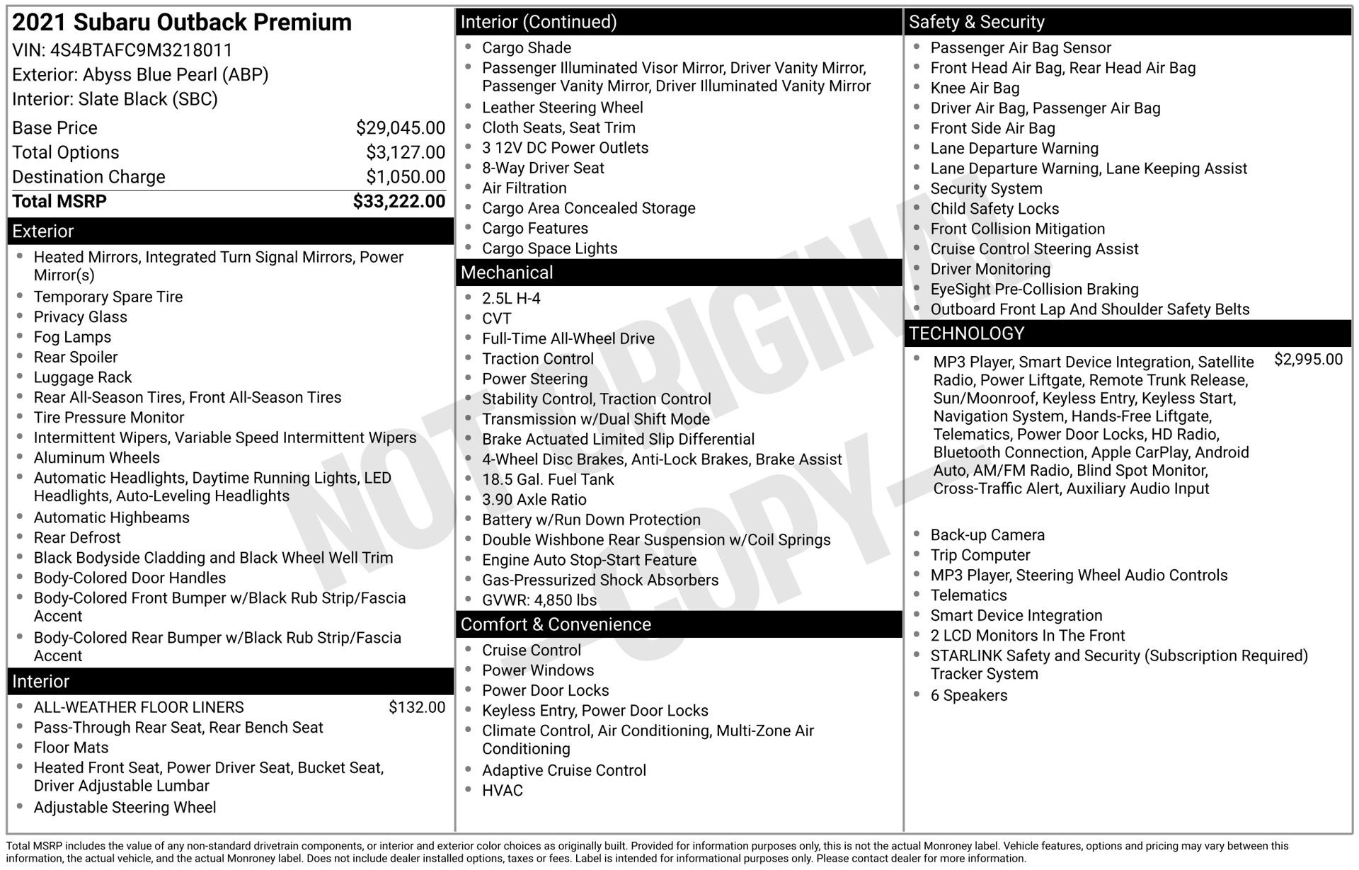 2021 Subaru Outback Premium