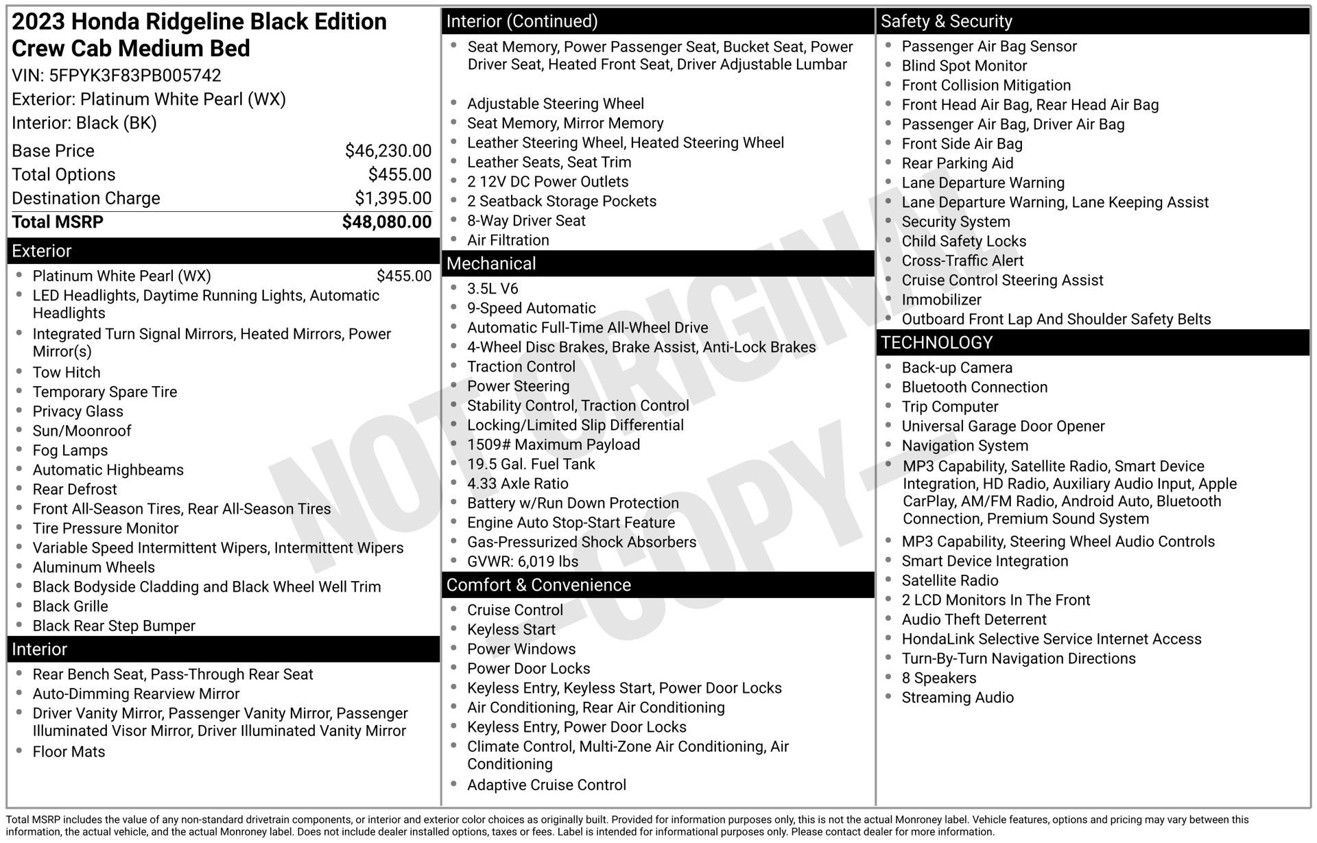 2023 Honda Ridgeline Black Edition