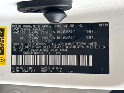 2019 Toyota Highlander Hybrid Limited Platinum