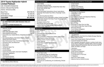 2019 Toyota Highlander Hybrid Limited Platinum