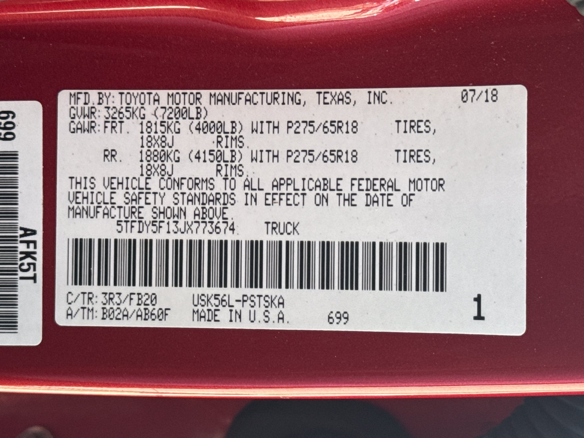 2018 Toyota Tundra SR5 5.7L V8