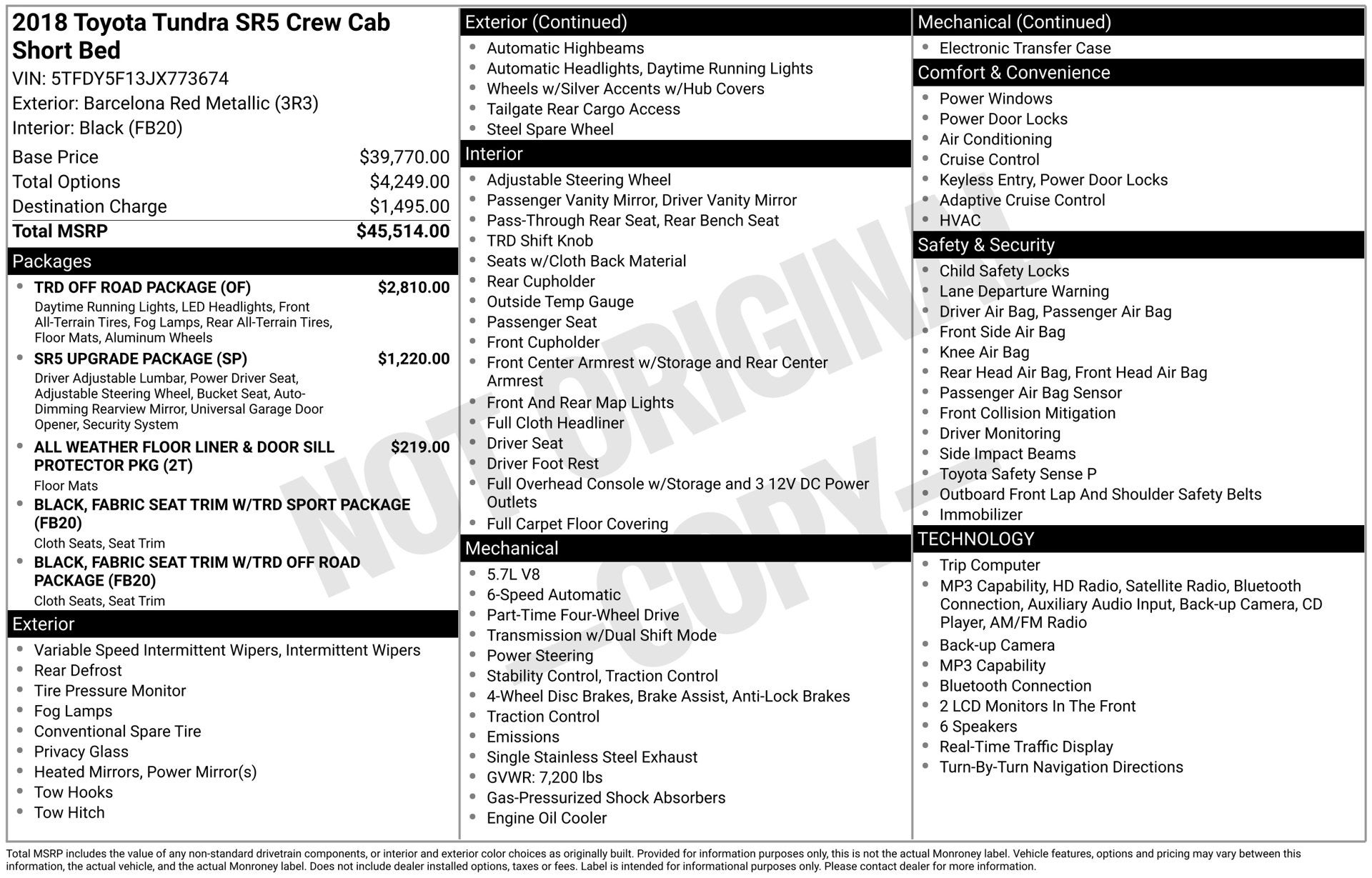 2018 Toyota Tundra SR5 5.7L V8