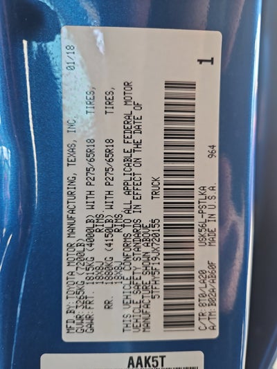2018 Toyota Tundra Limited 5.7L V8