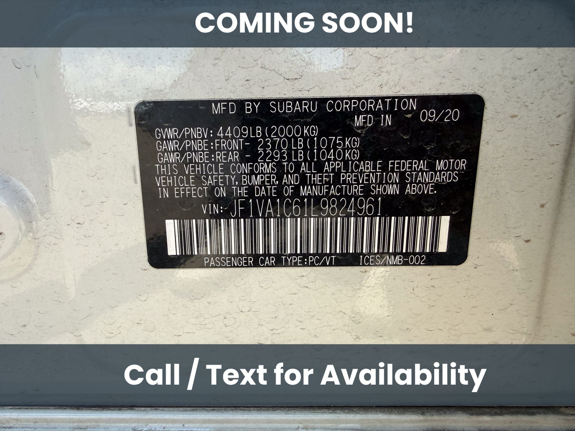 2020 Subaru WRX Premium